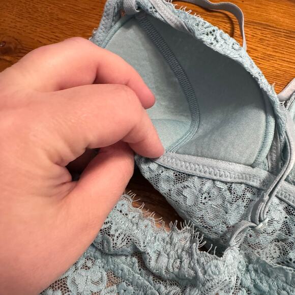 Aerie Blue Lace Wireless Longline Bralette Women's Size Small w/ Foam Padding - Picture 6 of 8